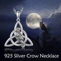 wholesale 925 Sterling Silver Raven Triquetra Celtic Knot Pendant Necklace Irish Good Luck Jewelry for Women-0-1