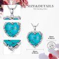 wholesale 925 Sterling Silver Blue Green Turquoise Heart Pendant Necklace for Women-0-5