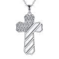 wholesale 925 Sterling Silver American Flag Cross Pendant Necklace With Cz Star Stones-0-0