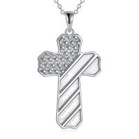 wholesale 925 Sterling Silver Cross Pendant With Zircon Stars And Stripes Design-American Flag Cross Ⅰ