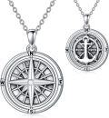 wholesale 925 Sterling Silver Anchor & Compass Pendant Necklace for Women - Nautical Travel s-0-0