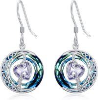 wholesale Sterling Silver Blue Crystal Moon Star Earrings Valentine s Birthday Anniversary Gifts for Women-06-June-Alexandrite