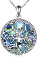 wholesale 925 Sterling Silver Tree of Life Pendant with Abalone Shell and Moonstone for Women's -0-0