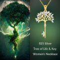 wholesale 925 Sterling Silver Tree of Life Pendant Necklaces with Cubic Zirconia and Gold Plated Chain for Women  45cm Length-0-1