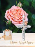 wholesale 925 Sterling Silver Rose Engraved Cross Pendant I Love You Forever Daughter Necklace for Women, 1.37 x 0.86, 18+2 Chain, Gift for Mom Grandma Wife Girlfriend-0-5
