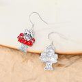 wholesale 925 Sterling Silver Mushroom Cat Dangle Drop Earrings for Women Girls -0-2