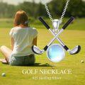 wholesale 925 Sterling Silver Moonstone Crossed Golf Clubs Pendant Necklace for Women Sporty s-0-2