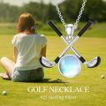 wholesale 925 Sterling Silver Crossed Golf Clubs Necklace Wholesale With Moonstone-0-2