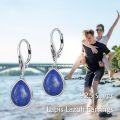wholesale 925 Sterling Silver Teardrop Black Stone Leverback Drop Dangle Earrings-0-11
