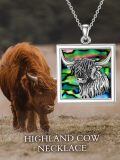 TOUPOP 925 Sterling Silver & Stone Highland Cow Pendant Necklace-0-3