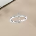 TOUPOP Sterling Silver Moissanite Personalized Engagement Cross Rings-0-3