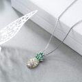 wholesale 925 Sterling Silver Green Enamel Yellow Crystal Pineapple Pendant Necklace s for Women and Teen Girls-0-2