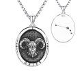 wholesale 925 Sterling Silver Aries Zodiac Sign Necklace with Ram Head Pendant and Constellation Charm -  (24)-0-0