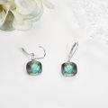 wholesale 925 Sterling Silver Drop Earrings Square Cut Blue Flash Labradorite Platinum Plated-0-2