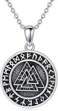 wholesale 925 Sterling Silver Valknut Rune Pendant Norse Viking Amulet Talisman Necklace-0-0