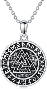 wholesale 925 Sterling Silver Valknut Rune Pendant Norse Viking Amulet Talisman Necklace-Valknut