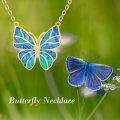 wholesale 14K Gold Blue Opal Butterfly Pendant Necklaces for Women Minimalist s-0-2