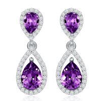 wholesale 925 Sterling Silver Moissanite Birthstone Dangle Earrings for Women-02-February