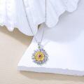 wholesale 925 Sterling Silver Sunflower Compass Pendant Necklace with Blue Stone - Nautical s for Women-0-3