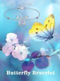 wholesale 925 Sterling Silver Butterfly Pink Crystal Heart Charm Bracelet-0-5