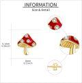 wholesale 14K Gold Red Enamel Crystal Mushroom Stud Earrings for Women Girls-0-4