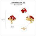 wholesale 14k Gold Mushroom Red Enamel Cubic Zirconia Stud Earrings-0-4