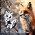 wholesale 925 Sterling Silver Black and White Fox Pendant Necklace for Girls Gifts Jewelry-0-5