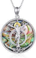 wholesale 925 Sterling Silver Crucifix Cross Abalone Shell Pendant Necklace-0-0