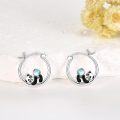wholesale 925 Sterling Silver Panda Moonstone Huggie Hoop Earrings for Women Girls Mothers Day Gift Animal Charm Jewelry 43mm Diameter-0-2