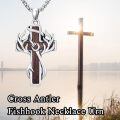 TOUPOP Sterling Silver Antler Cross Fish Hook Pendant Deer Hunting Christian Jewelry Gift-0-5