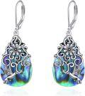 wholesale 925 Sterling Silver Abalone Shell Hummingbird Drop Earrings with Leverbacks-0-0