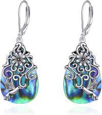 wholesale 925 Sterling Silver Abalone Shell Hummingbird Drop Earrings with Leverbacks-E-Abalone Hummingbird