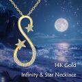 wholesale Gold 14K Yellow Gold Star Infinity Pendant Necklace for Women s-0-4