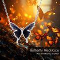 wholesale 925 Sterling Silver Black Agate Butterfly Pendant Necklaces Minimalist Fine s for Her-0-4