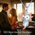 wholesale 925 Sterling Silver Blue Moonstone Axolotl Pendant Necklaces for Women-0-2