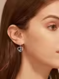 TOUPOP Sterling Silver & Stone Nightmare Skull Heart Earrings-0-2