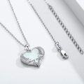 wholesale 925 Sterling Silver White Fire Opal Heart with Wings Pendant Necklace for Women Gifts-0-4