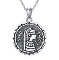 wholesale 925 Sterling Silver Egyptian Cleopatra Coin Pendant Necklace Oxidized Silver Vintage Chain-0-0