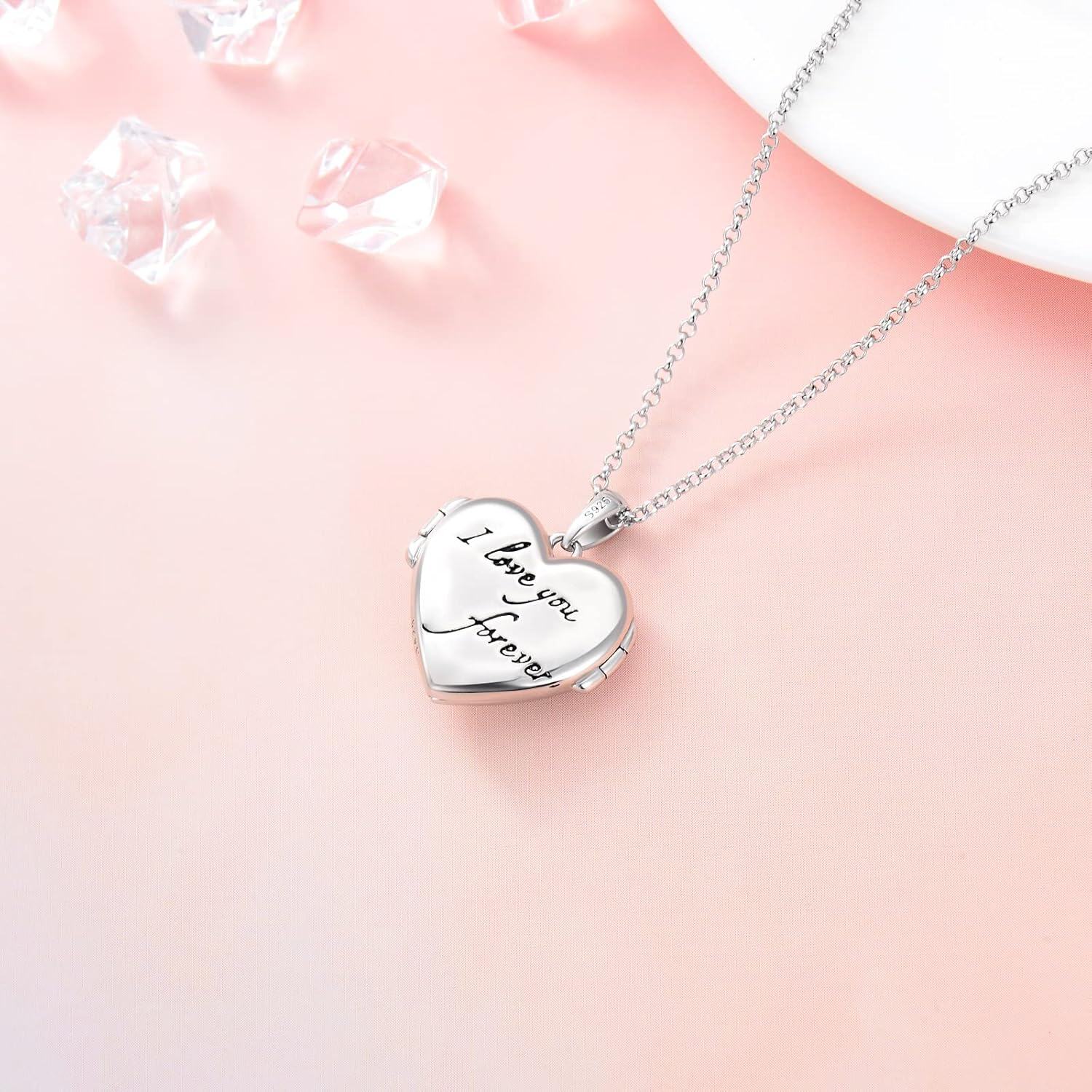Sterling Silver Abalone Shell Daughter Locket Necklace Gift from Mom Dad-0-5
