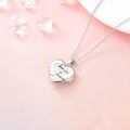 wholesale 925 Sterling Silver Heart Locket Necklace Wholesale Father Daughter Walk Together Photo Frame-0-4
