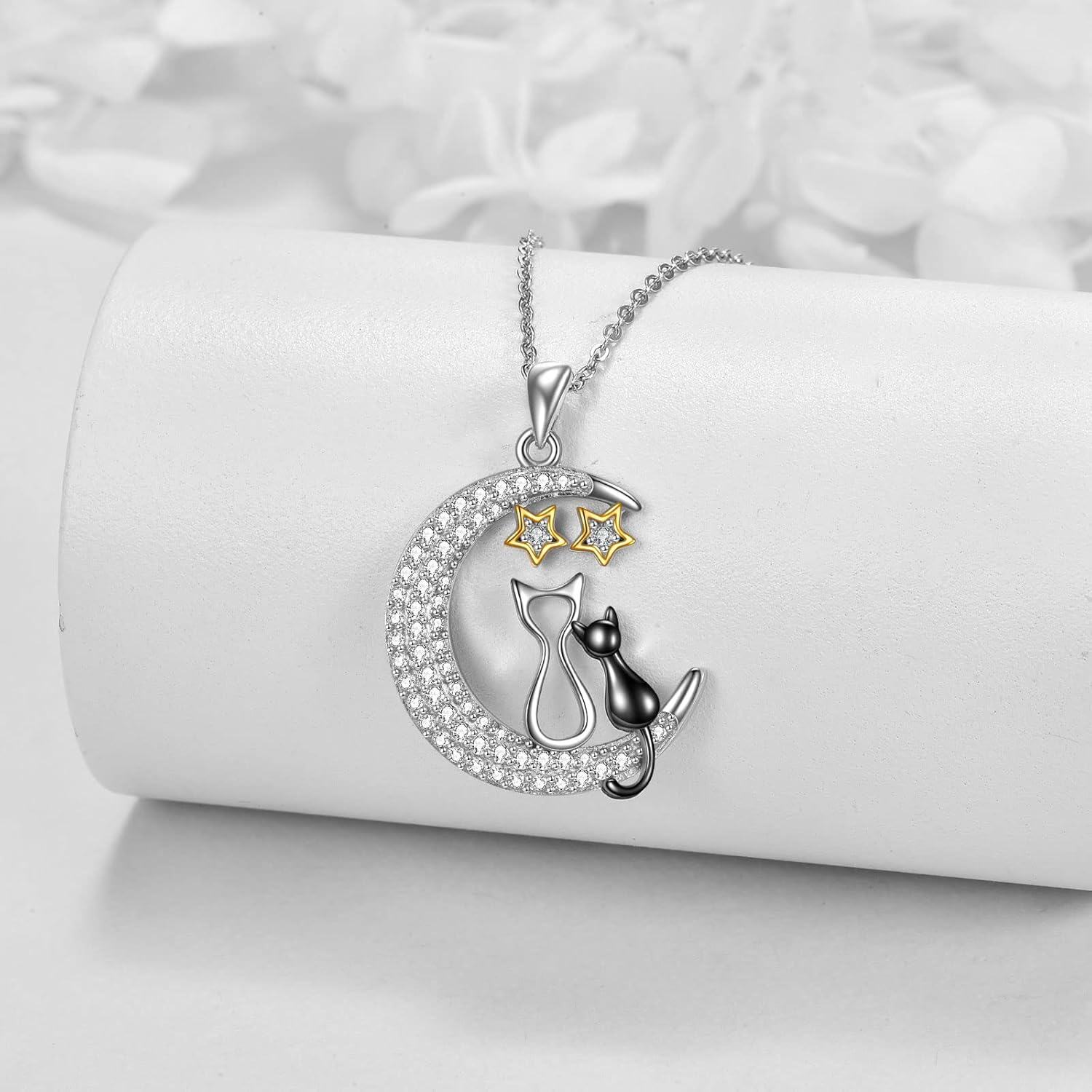 Sterling Silver Stone Cute Animal Necklace Turtle Cat Flamingo Owl Mother Child Mom Gift-0-2