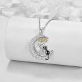 wholesale 925 Sterling Silver Moon & Cats Pendant Necklaces for Women Girls Gifts Jewelry Accessories-0-2