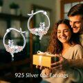 wholesale 925 Sterling Silver Cat Flower Hoop Earrings Gift for Women-0-2