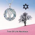 TOUPOP Sterling Silver Blue Crystal Celtic Tree Of Life Necklace Pendant-0-2