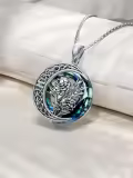 TOUPOP Sterling Silver Blue Crystal Marigold Moon Flower Necklace-0-3