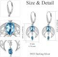 wholesale Sterling Silver Crystal Celtic Moon Dangle Earrings Birthstone Gift-0-33