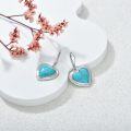 wholesale 925 Sterling Silver Heart-Shaped Genuine Turquoise Drop Earrings for Women-0-2