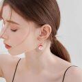 wholesale 925 Sterling Silver Pink Enamel Santa Claus Dangle Earrings for Women-0-2