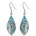 wholesale 925 Sterling Silver Abalone Shell Tree of Life Teardrop Dangle Earrings for Women's Gifts-0-0