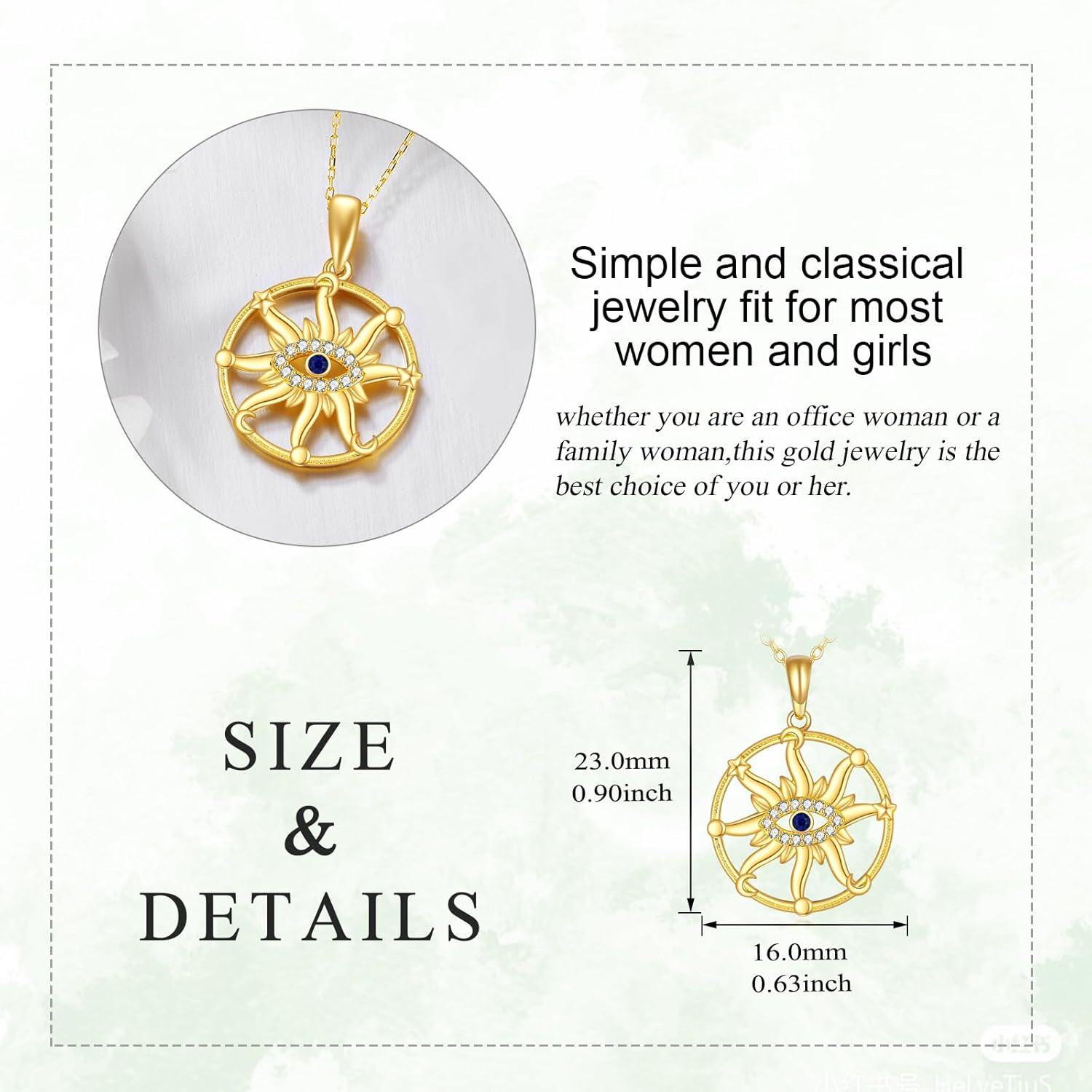 wholesale 14K Gold Evil Eye Pendant with Stars and Moon Necklace for Women-0-4